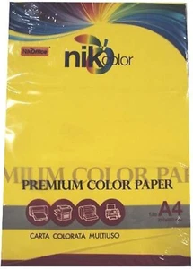 Carta Colorata Multiuso 100 Fogli 80 gr A4 22x30 Colore Giallo Forte Nikoffice - Foto 1 di 1