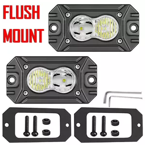 2X 4" Flush Mount 40W LED Work Light Bar Spot Flood Driving Reverse Off Road UTV - Picture 1 of 17