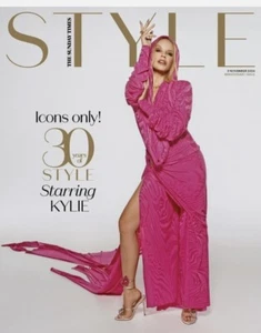 Kylie Minogue Style Magazine Sunday Times 3 Nov 2024 Pink Dress Cover Icons Only - Picture 1 of 1