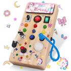 Unicorn Wooden Busy Board Sensory Toys with 8 LED Light switches,Christmas Tr...