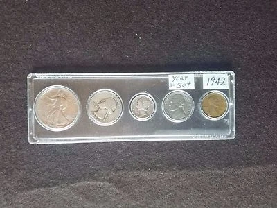 1942 Silver Birth Year Set_ 90% silver;Half, Qtr. and Dime. 35% Silver Nickel. - Image 1 of 4