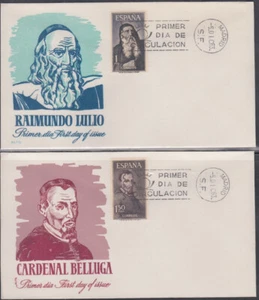 ESPAÑA Sc #1197-8 JUEGO DE 2 FDC X 2 DIFF- DOS LÍDERES RELIGIOSOS CATÓLICOS - Imagen 1 de 1