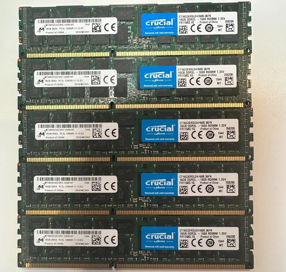 Set of 2 CRUCIAL 16GB DDR3L Server RAM 1600 MHz 2Rx4 MT36KSF2G72PZ-1G6, SKU 4518 - Image 1 of 1