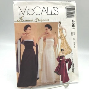 McCalls 2954 Strapless Evening Dress and Stole Misses Sz 6 10 Sewing Pattern - Picture 1 of 7