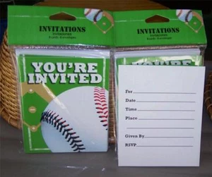 BASEBALL Party Invitations Pkg of 8 Cards + Envelopes ~~More Supplies Listed~~ - Picture 1 of 1