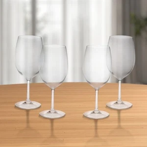 Set of Four Clear Tritan Plastic Stemmed All Purpose Wine Glass - Picture 1 of 8