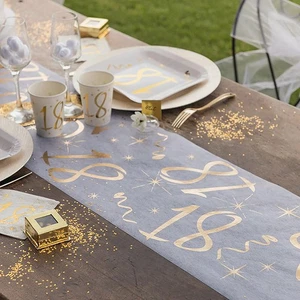 Shiny Gold Table Runner Birthday 18th Birthday Table Cover Decoration Home Party - Bild 1 von 10