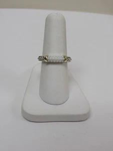 Designer LAGOS Sterling Silver 18k White Ceramic Stack Ring - Picture 1 of 5