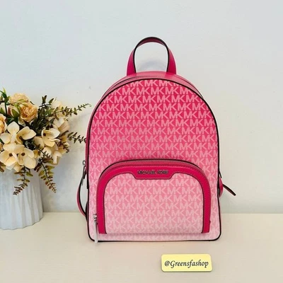 Mochila Michael Kors Jaycee Mediana Ombré Signature Logo Dragonfruit Foto 1 de 4