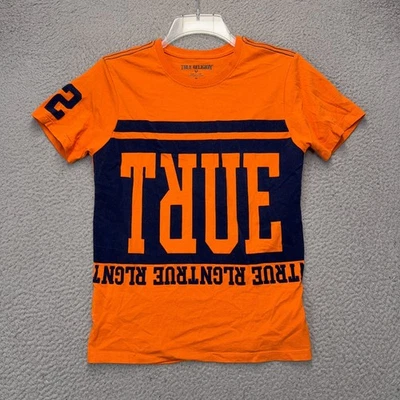 Camisa True Religion meninos jovens laranja média preta manga curta gola redonda casual - Imagem 1 de 4