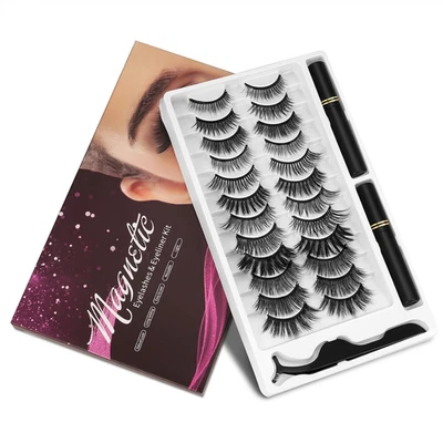 Magnetic Eyelashes and Eyeliner Kit, 12 Pairs Reusable Magnetic Lashes with Eyel - Image 1 of 4