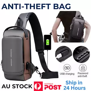 Anti-Theft Chest Bag with Password Lock Sport Sling Man's Shoulder Crossbody Au - Picture 1 of 7