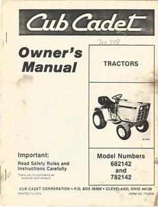 Cub Cadet 682141 and 782142 Tractor Owner' Manual - Picture 1 of 1