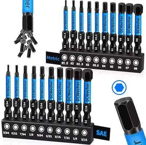 20 Pieces Allen Wrench Drill Bit Set Hex Bits 2 inch 20 (Metric & SAE) - Picture 1 of 8