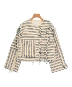 3.1 Phillip Lim Collarless Jackets Off-whitexBlue(Border) 2200547443034 - Picture 1 of 7