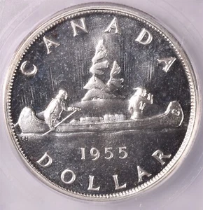1955 Canada One Dollar 23.33g Silver 0.800 - ICG PL 66 - Picture 1 of 3