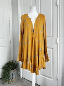 Free People Olivia Oversized Tunic Dress Marigold V-Neck Size S NWT $108 - Picture 1 of 13