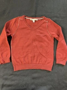 Bonpoint EUC Maroon/Grey 100% Wool V-Neck Exterior Seams Sweater/2T - Picture 1 of 12