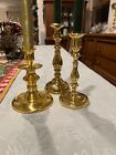 3 brass candle holders Baldwin, Stiffel, Virginia Metalcrafters