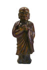 Vintage Chinese Wood Brown Golden Monk Figure cs690-1