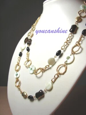 COLLAR LARGO MUJER LIA SOPHIA EVERGLADE MADREPERLA ARO CRISTAL CUENTAS CADENA Foto 1 de 4