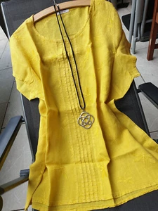 PAPRIKA MODE**TRAUMSCHÖNE LEINEN-LONG-TUNIKA**BIESEN**BESTICKT**GR. 46-48** - Bild 1 von 3