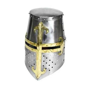 Helmet Medieval Crusader Knight Templar Armor Larp Great Gift Armour Steel Greek - Picture 1 of 7