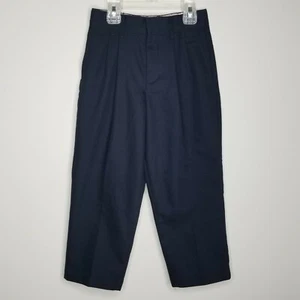 Van Heusen Boys Dress Pants Size 5T Navy Zip Hook Elastic Waist Pockets Pleated - Picture 1 of 9