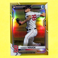 2021 Bowman Chrome #13 Tanner Houck 39/75 Yellow Refractor Rookie Card Red Sox
