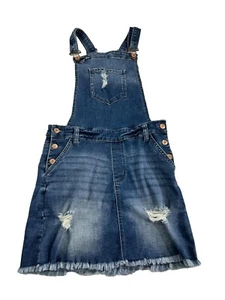 Abito stile salopette bavaglino celebrity rosa taglia small denim blu jeans invecchiato - Foto 1 di 10
