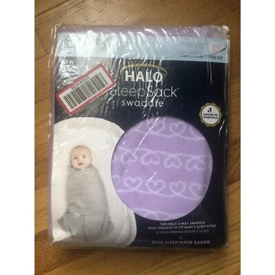 🆕Halo 3-6M Sleepsack Swaddle Purple Hearts Fleece - Image 1 of 3