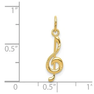 14k Yellow Gold Treble Clef Charm Pendant 0.83 Inch - Picture 1 of 3