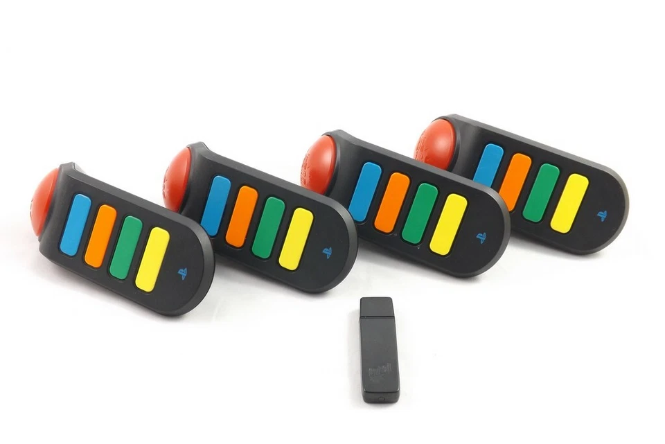 Sony PlayStation 3 Buzz! 4x Wireless Buzzer + USB Empfänger PS3 - GUT - Bild 1 von 1