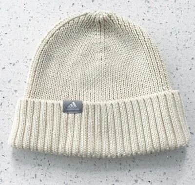 Gorro tejido plegable de moda Adidas blanco/crema claro para mujer talla única Foto 1 de 4