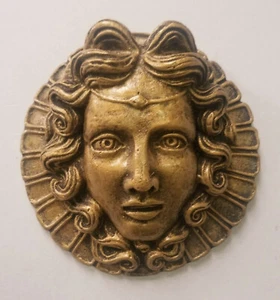 Escultura vintage de placa de pared de cara griega romana femenina - Imagen 1 de 7