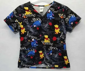 Disney Winnie the Pooh Scrub Top Women's White Size Medium 100% Cotton - Picture 1 of 3