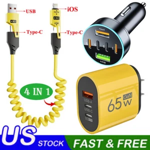 65W 3-Port USB C Fast Wall Charger Block ,PD 5FT Cable For All Cell Phone iPad - Picture 1 of 27