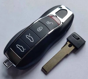 NEU 4 TASTEN SMART SCHLÜSSELANHÄNGER SCHALE für Porsche Cayenne, Panamera, 911+ ungeschnittene Klinge - Bild 1 von 2