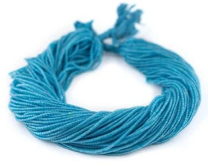 Sapphire Afghan Tribal Seed Beads 2mm Afghanistan Blue Glass 13.5 Inch Strand - Picture 1 of 3