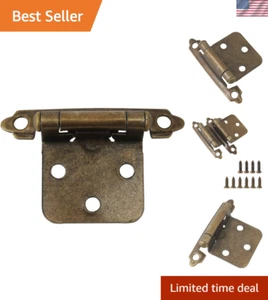 Antique Brass Self-Closing Kitchen Cabinet Hinges - 10 Pairs for Classic Appeal - Picture 1 of 9