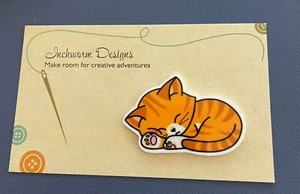 Needleminder Needle Minder sleeping GINGER Cat Kitten Minders cross stitch - Picture 1 of 2