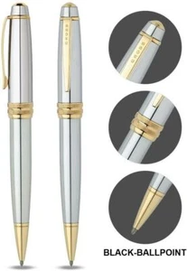 PENNA A SFERA CROSS BAILEY MEDALIST ORO 23KT E CROMATA LUCIDA NUOVA REGALO $80 - Foto 1 di 2