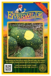 20 Red Moon And Stars Watermelon Seeds - Everwilde Farms Mylar Seed Packet - Picture 1 of 3