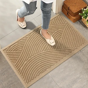 Sturdy Front Door Mat, Absorbent Muddy Dirt Resist Welcome Door Mats Outdoor Ind - Picture 1 of 7