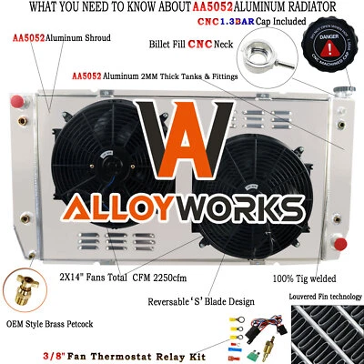 4 Row Radiator Shroud Fan For Chevy/GMC C/K C2500 K3500 7.4L V8 1988-2000 Foto 1 de 4