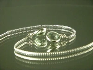 Pendientes roscados de plata esterlina 925, amatista verde, SE005 - Imagen 1 de 4