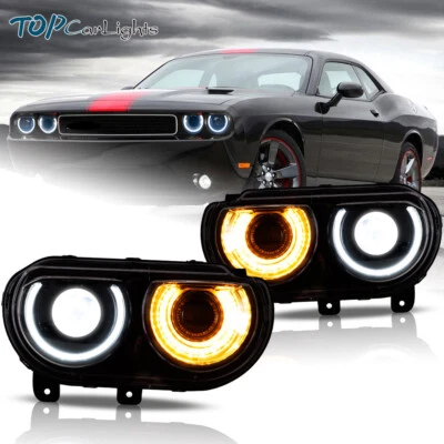 Faros VLAND para 08-14 Dodge Challenger Proyector LED DRL Intermitente Secuencial Foto 1 de 4