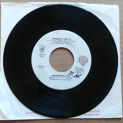 CONWAY TWITTY Desperado Love 45 7" COUNTRY Record Vinyl Warner Bros. Records Foto 1 de 2