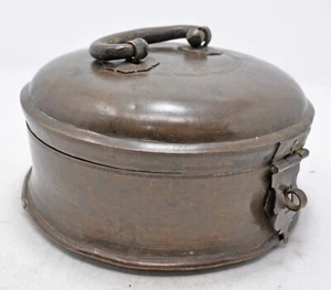 Antique Brass Chapati Bread Box Original Old Hand Crafted Engraved - Picture 1 of 7