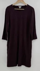 J.Jill Ponte Knit Herringbone 3/4 Sleeve Dress Sz L Pockets Career Preppy Mature - Picture 1 of 13